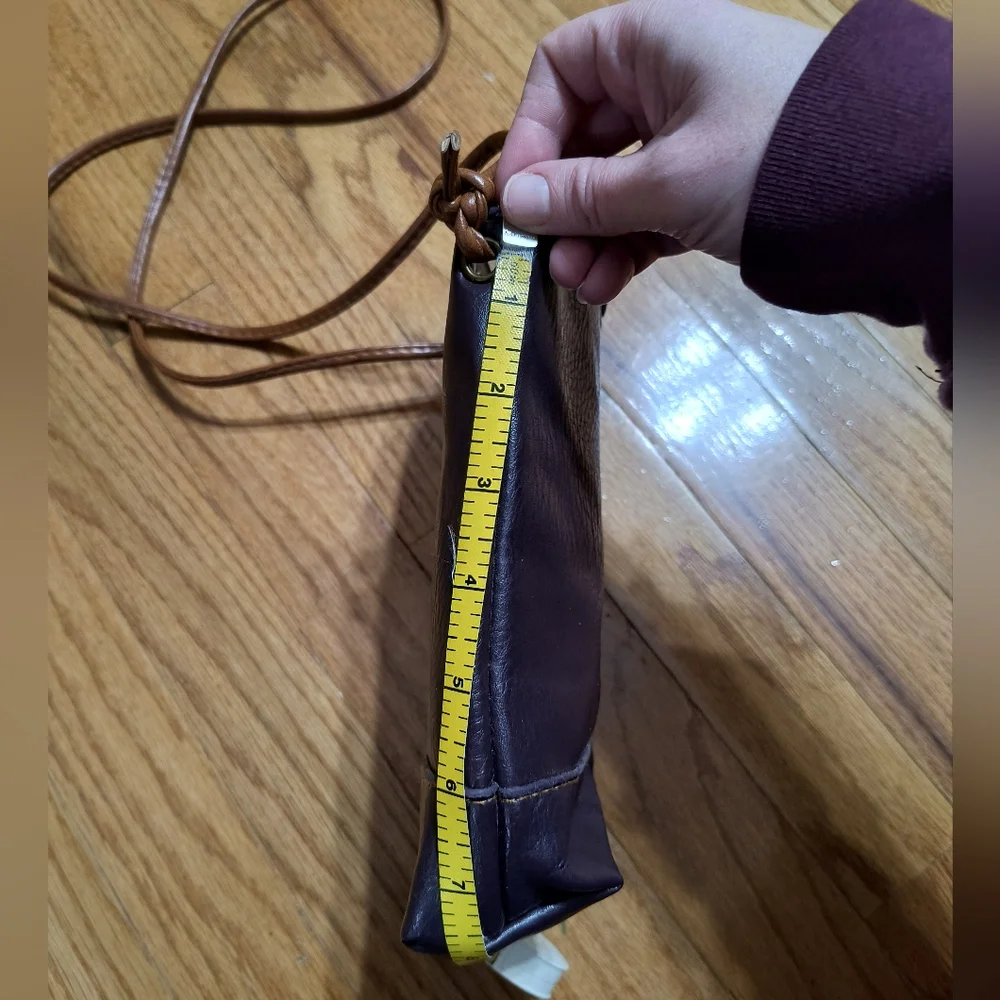 Heroing crossbody mini bucket purse, 6"x8", purple/brown - Picture 4 of 10